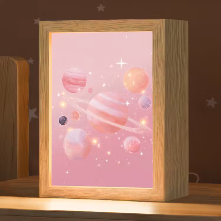 Nachtlampje - Roze Planeten Sterren