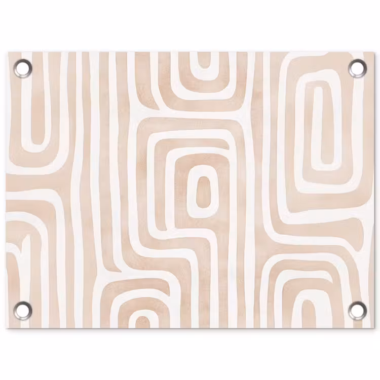 Tuinposter - Abstracte Organische Lijnen Beige