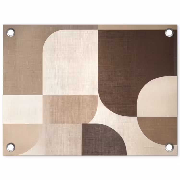 Tuinposter - Abstracte Geometrische Vormen Bruin Beige