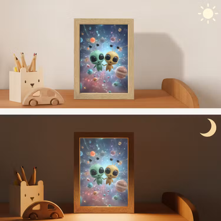 Nachtlampje - Aliens Hand in Hand Ruimte — 5