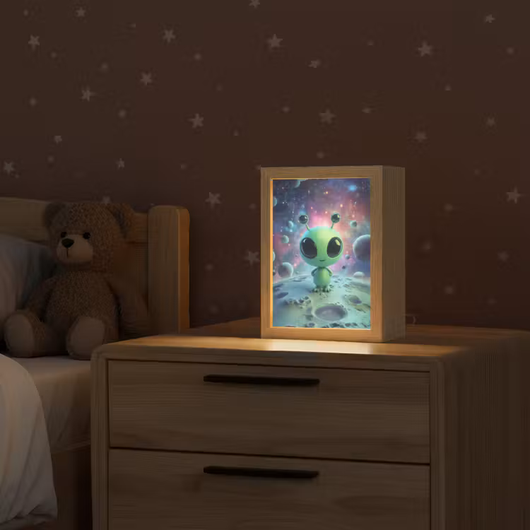 Nachtlampje - Groene Alien op Maan — 2