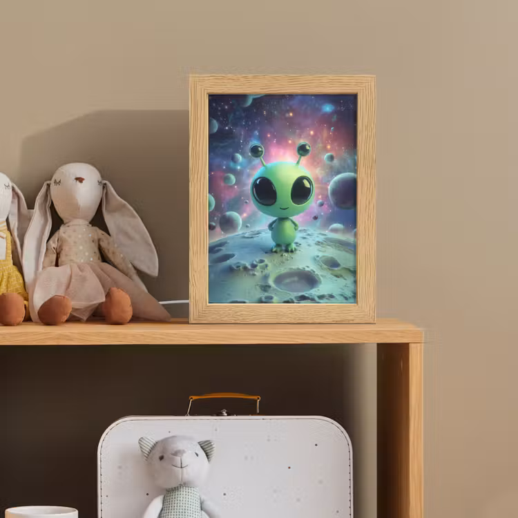 Nachtlampje - Groene Alien op Maan — 3