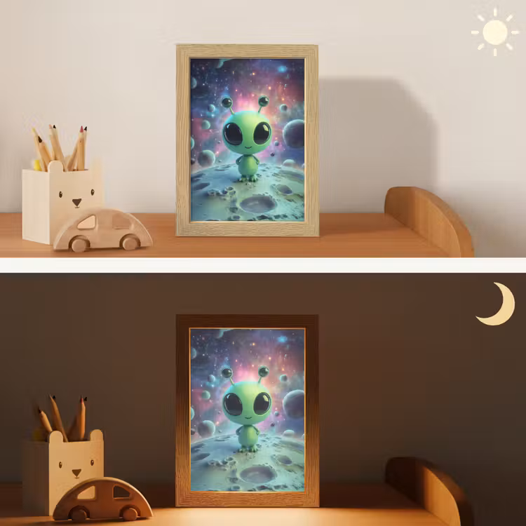 Nachtlampje - Groene Alien op Maan — 5