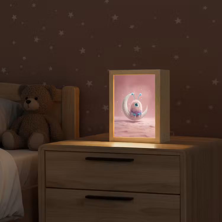 Nachtlampje - Roze Monster op Maan — 2