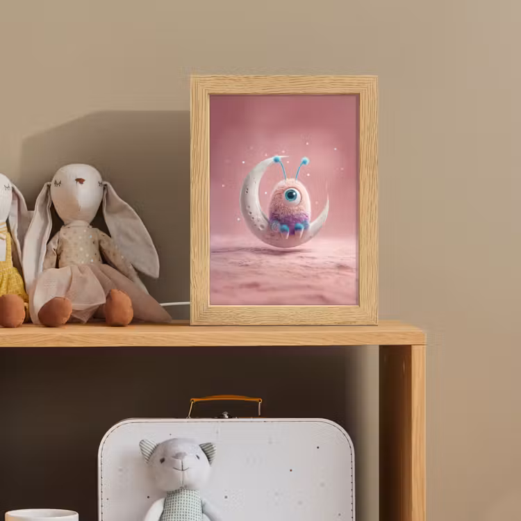 Nachtlampje - Roze Monster op Maan — 3