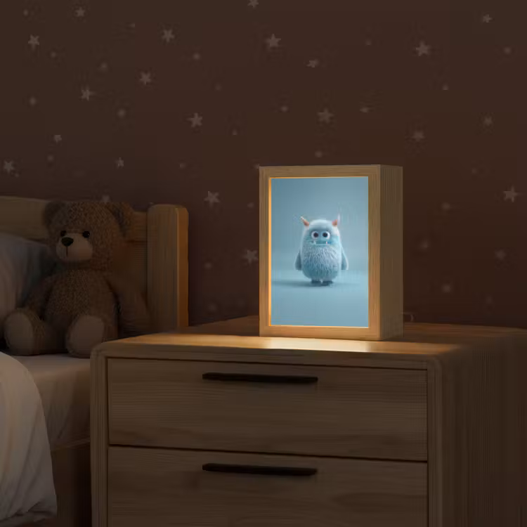 Nachtlampje - Lichtblauw Monster met Hoorns — 2