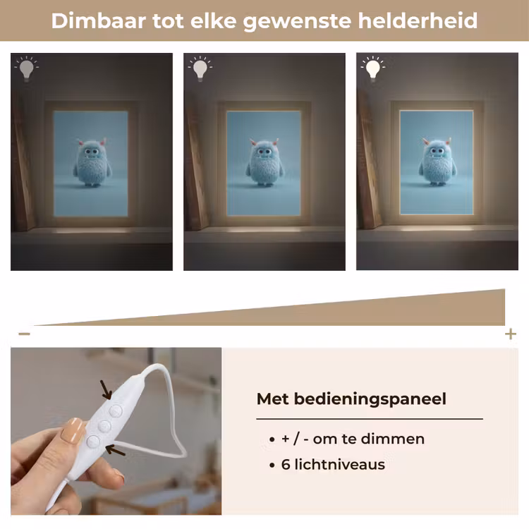 Nachtlampje - Lichtblauw Monster met Hoorns — 6