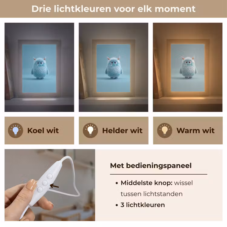 Nachtlampje - Lichtblauw Monster met Hoorns — 7