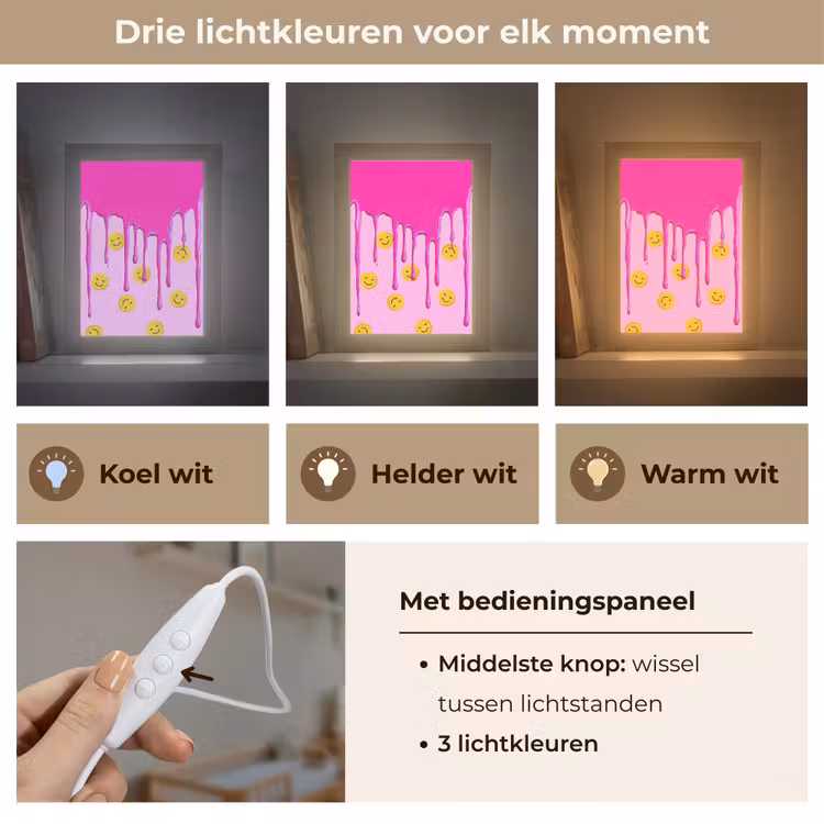 Nachtlampje - Smiley - Roze - Glazuur — 7