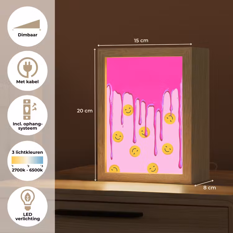 Nachtlampje - Smiley - Roze - Glazuur — 8