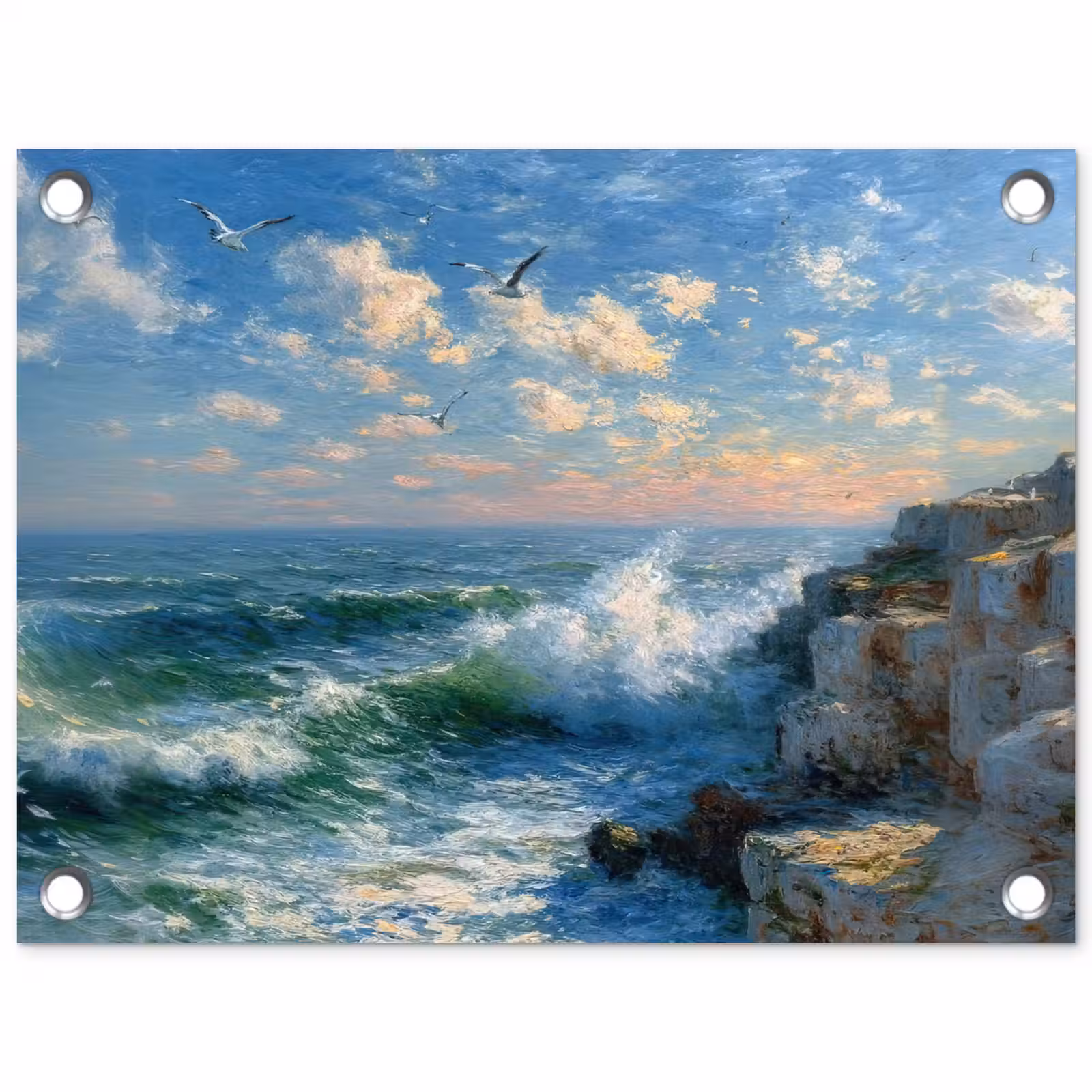 Tuinposter - Zee - Golven - Rotsen - Meeuwen — 1