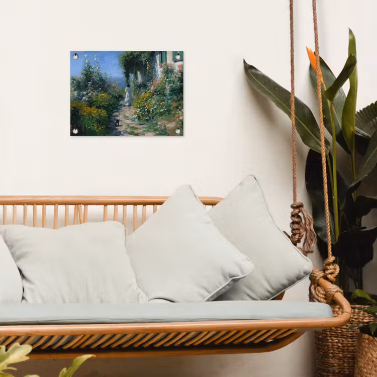 Tuinposter - Kat - Vrouw - Bloemen - Huis — 5