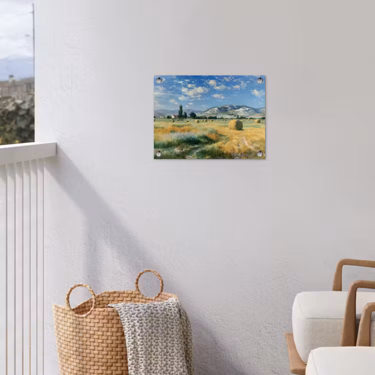 Tuinposter - Landschap - Strobalen - Bergen - Wolken — 3