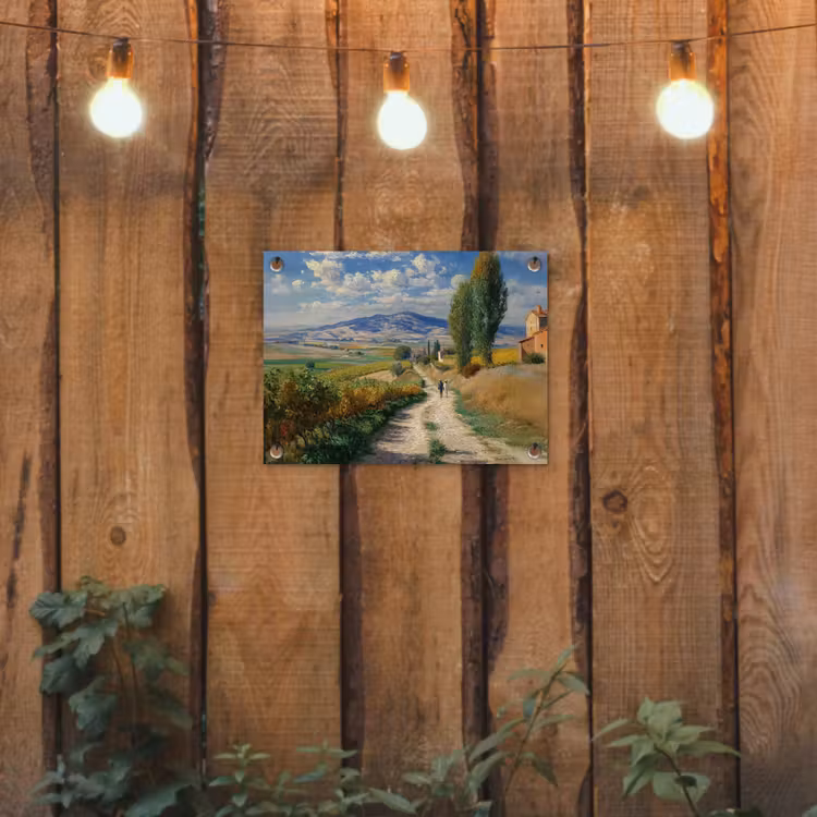 Tuinposter - Mensen - Wandelen - Zandpad - Velden — 2