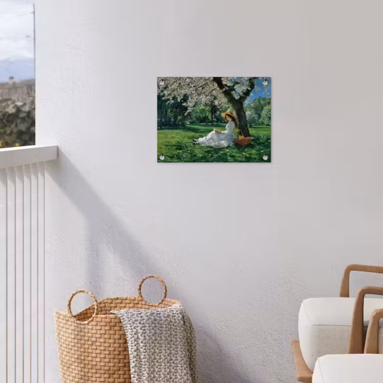Tuinposter - Vrouw - Boom - Boek - Mandje — 3