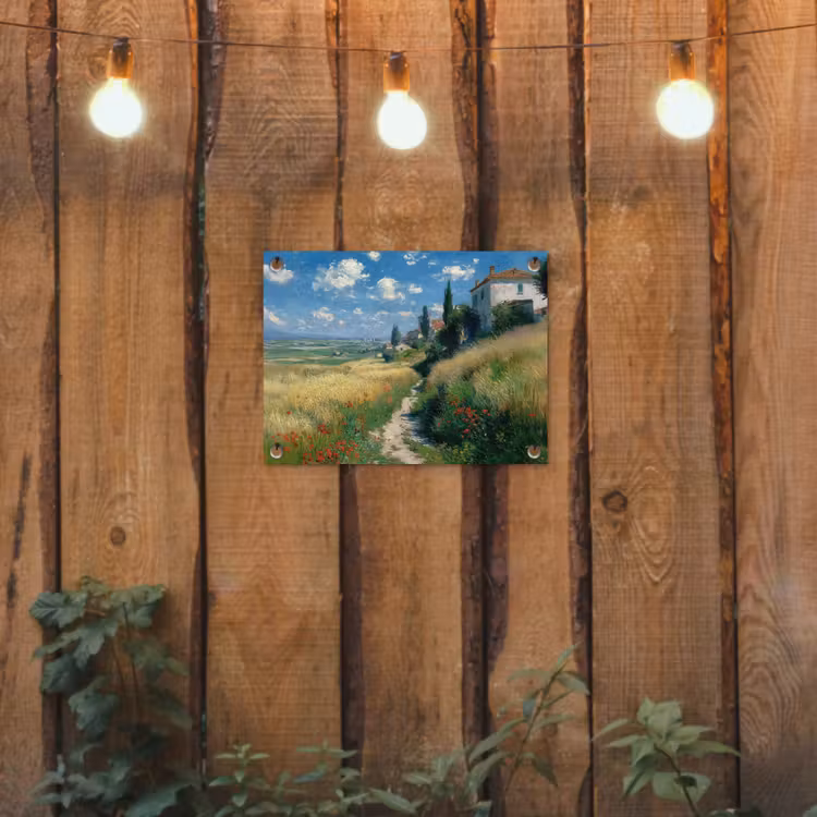 Tuinposter - Zandpad - Huis - Bomen - Grasveld — 2