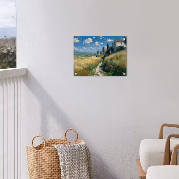 Tuinposter - Zandpad - Huis - Bomen - Grasveld — 3