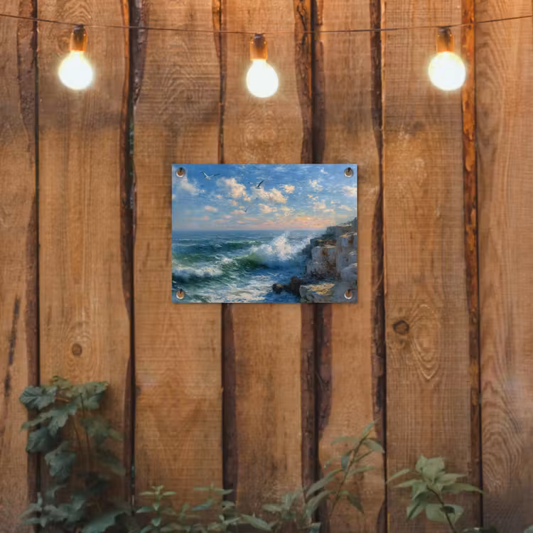Tuinposter - Zee - Golven - Rotsen - Meeuwen — 2