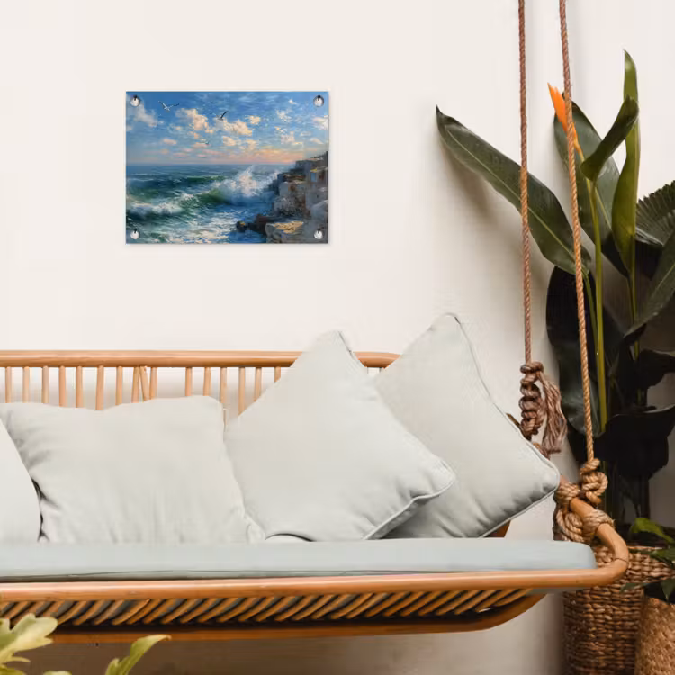 Tuinposter - Zee - Golven - Rotsen - Meeuwen — 5