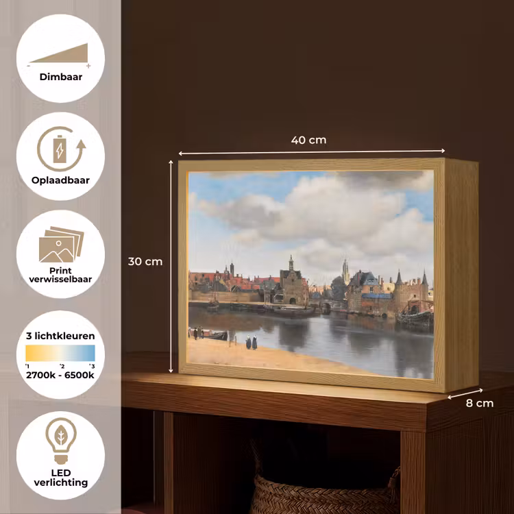 Lightbox - Wandlamp - Vermeer - Stad - Oude meesters - Kunst — 10