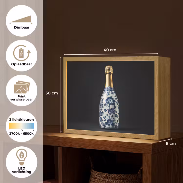 Lightbox - Wandlamp - Champagne - Bloemen - Goud - Chique — 10