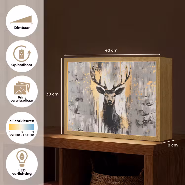 Lightbox - Wandlamp - Abstract - Hert - Gewei - Goud — 10