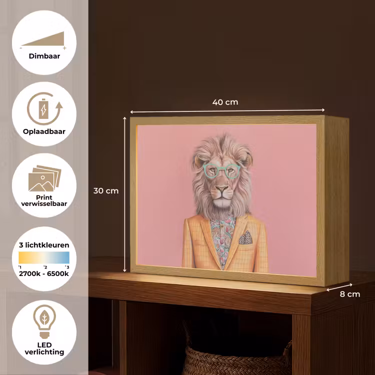Lightbox - Wandlamp - Leeuw - Pak - Geruit - Bril — 10