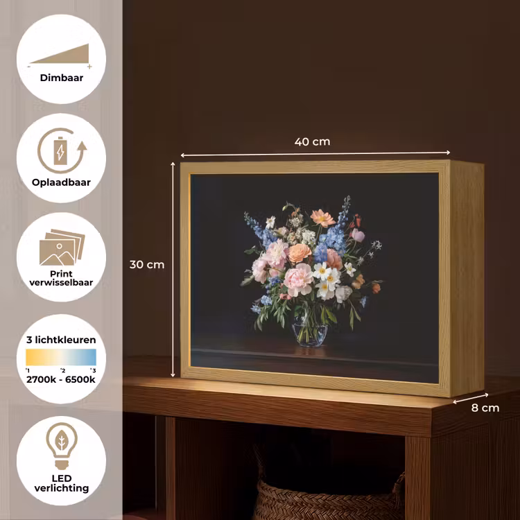 Lightbox - Wandlamp - Pastel - Bloemen - Glazen - Vaas — 10
