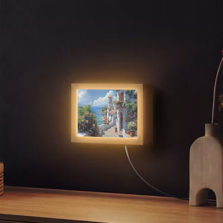 Lightbox - Wandlamp - Huizen - Zee - Bomen - Bloemen — 2