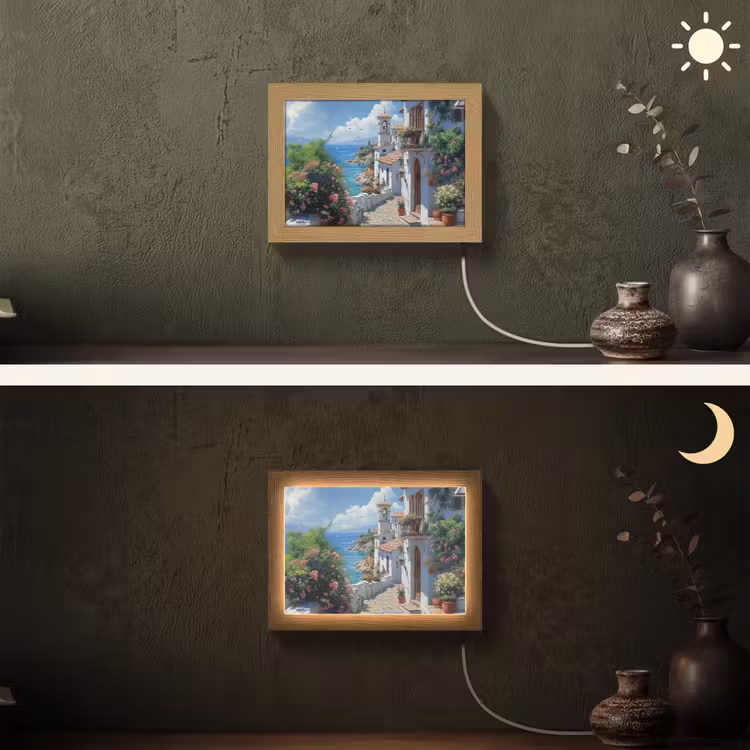 Lightbox - Wandlamp - Huizen - Zee - Bomen - Bloemen — 3