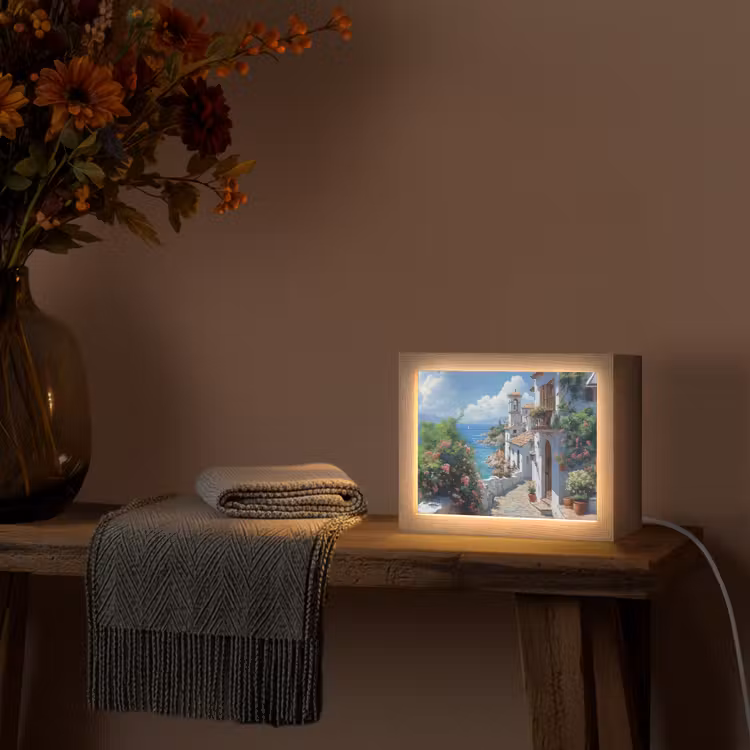 Lightbox - Wandlamp - Huizen - Zee - Bomen - Bloemen — 5