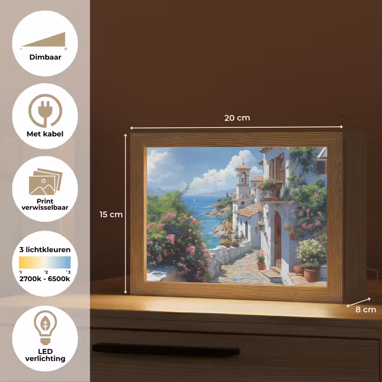 Lightbox - Wandlamp - Huizen - Zee - Bomen - Bloemen — 9
