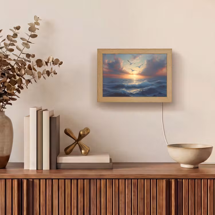 Lightbox - Wandlamp - Meeuwen - Zonsondergang - Zee - Wolken — 4