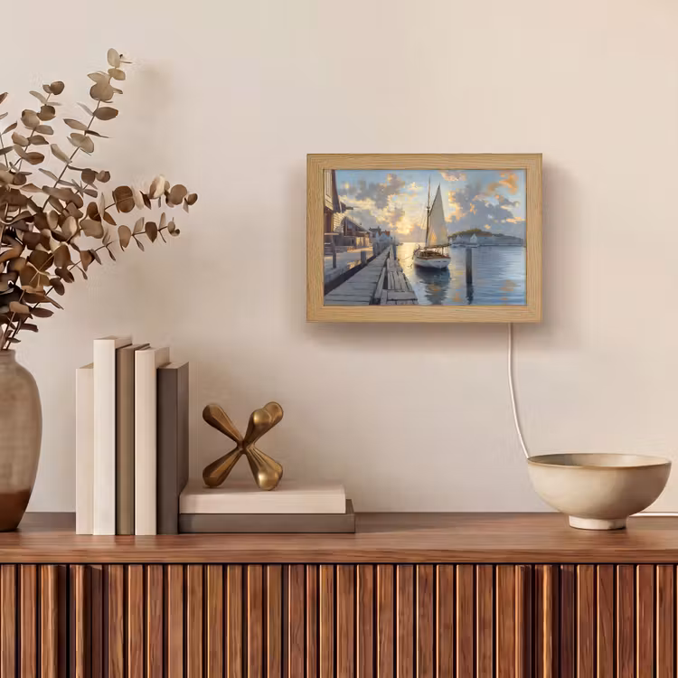 Lightbox - Wandlamp - Zeilboot - Zon - Pier - Hout — 4