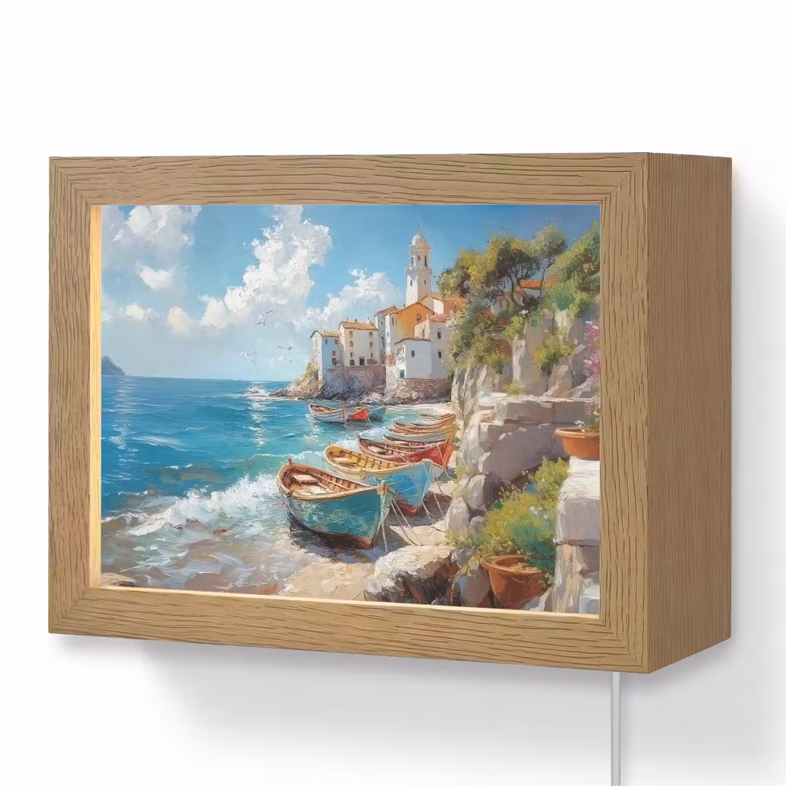 Lightbox - Wandlamp - Boten - Rotsen - Zee - Zon — 1