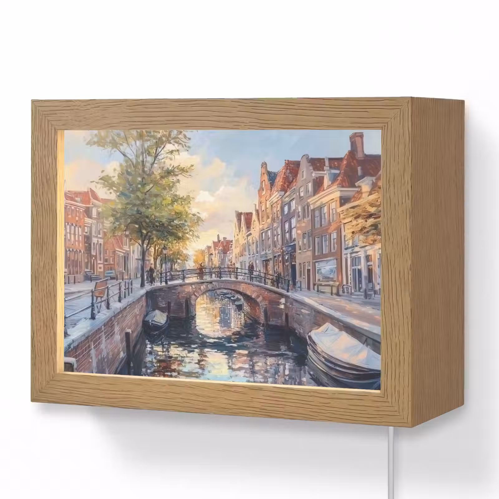 Lightbox - Wandlamp - Brug - Stad - Huizen - Boot — 1