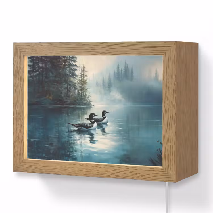 Lightbox - Wandlamp - Bos - Water - Eenden - Mistig — 1