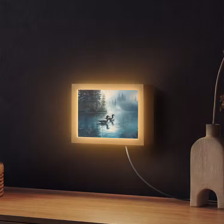 Lightbox - Wandlamp - Bos - Water - Eenden - Mistig — 2