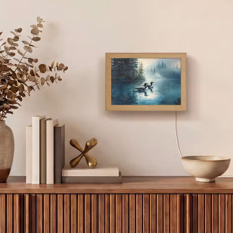 Lightbox - Wandlamp - Bos - Water - Eenden - Mistig — 4