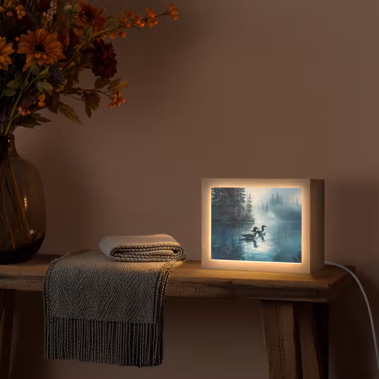 Lightbox - Wandlamp - Bos - Water - Eenden - Mistig — 5