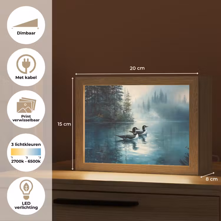 Lightbox - Wandlamp - Bos - Water - Eenden - Mistig — 9