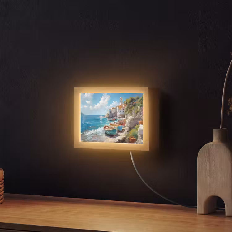 Lightbox - Wandlamp - Boten - Rotsen - Zee - Zon — 2