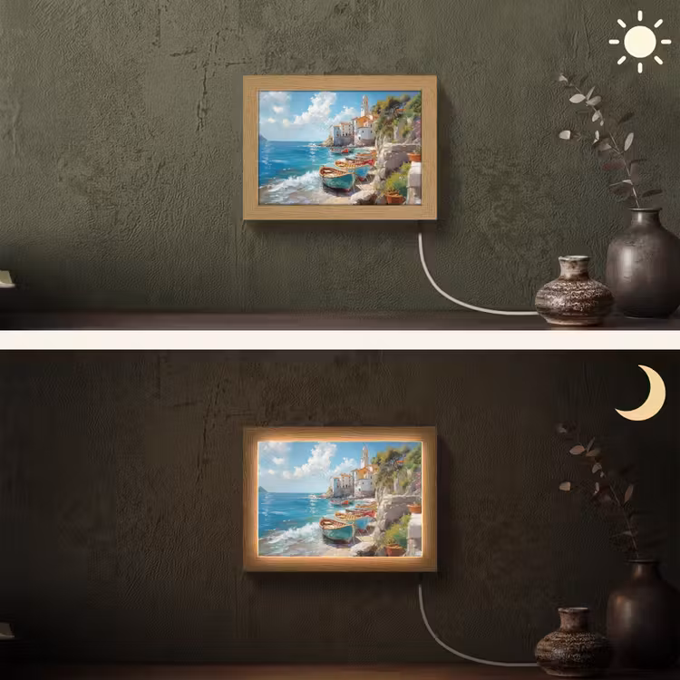 Lightbox - Wandlamp - Boten - Rotsen - Zee - Zon — 3