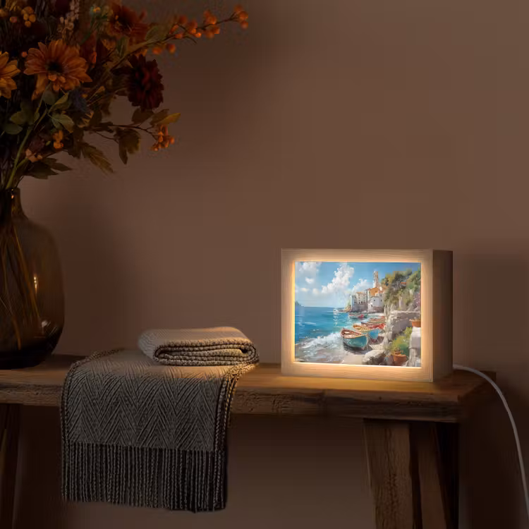 Lightbox - Wandlamp - Boten - Rotsen - Zee - Zon — 5