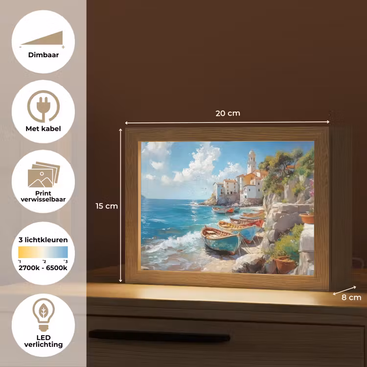 Lightbox - Wandlamp - Boten - Rotsen - Zee - Zon — 9