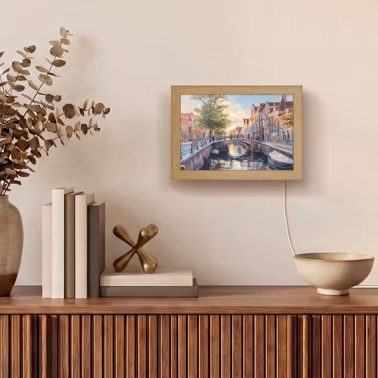 Lightbox - Wandlamp - Brug - Stad - Huizen - Boot — 4