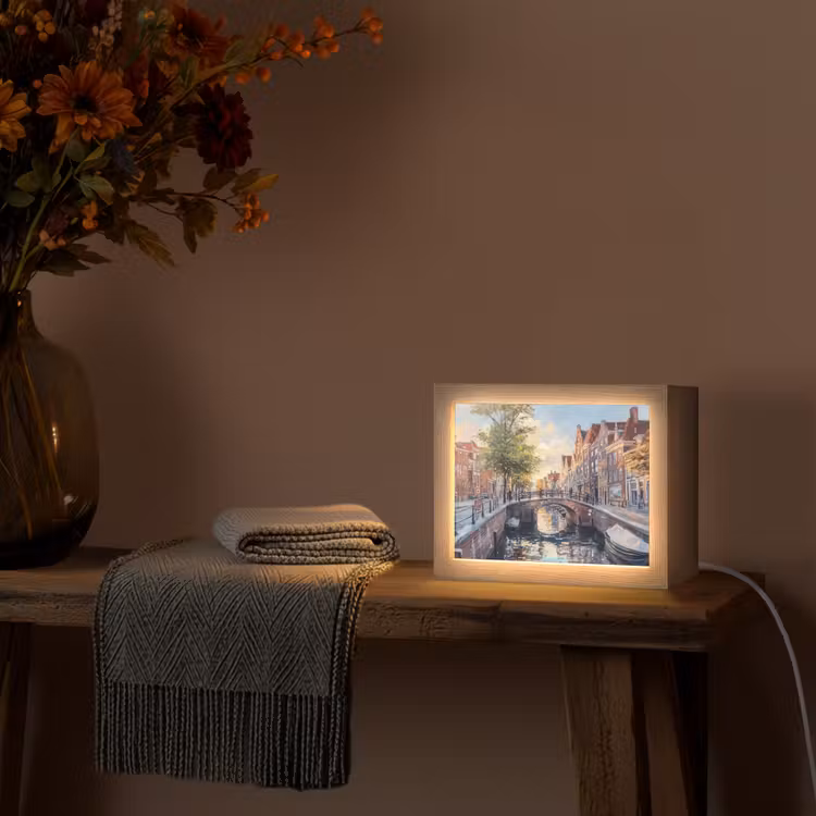 Lightbox - Wandlamp - Brug - Stad - Huizen - Boot — 5