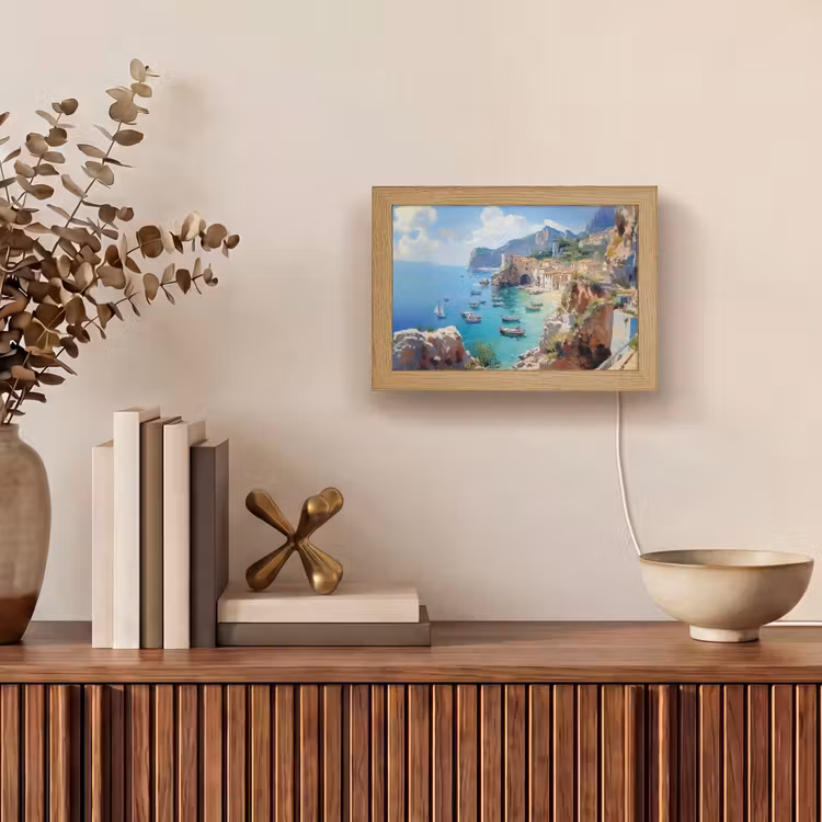 Lightbox - Wandlamp - Kustdorp - Schilderij - Rotsen - Boten — 4