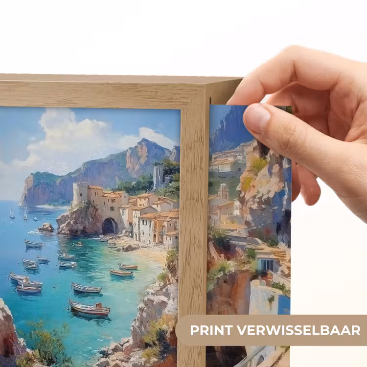 Lightbox - Wandlamp - Kustdorp - Schilderij - Rotsen - Boten — 6