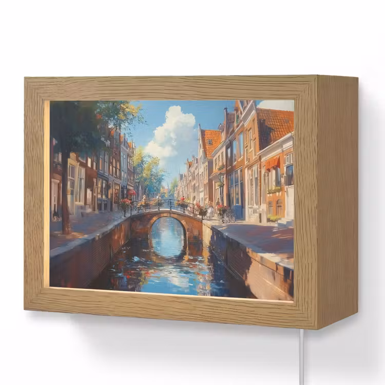 Lightbox - Wandlamp - Stad - Gracht - Zon - Fietsen — 1